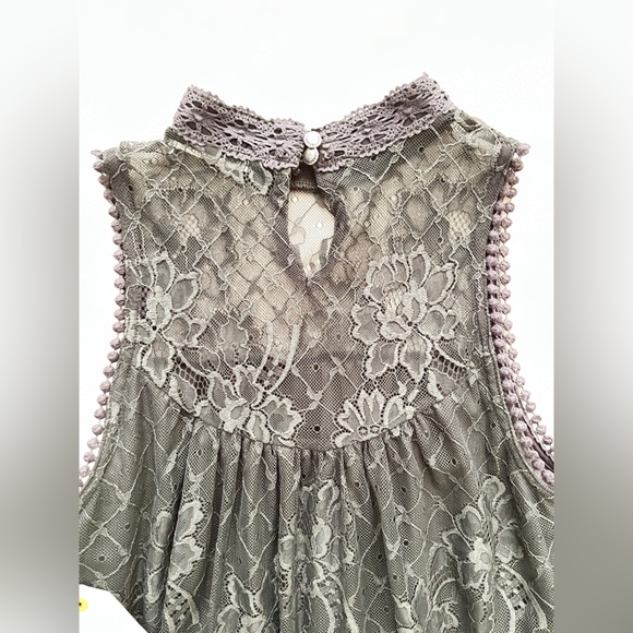 Coco + jaimeson Delicate Lace Sleeveless Dark Grey Mini Shift Dress NWT - Picture 8 of 8